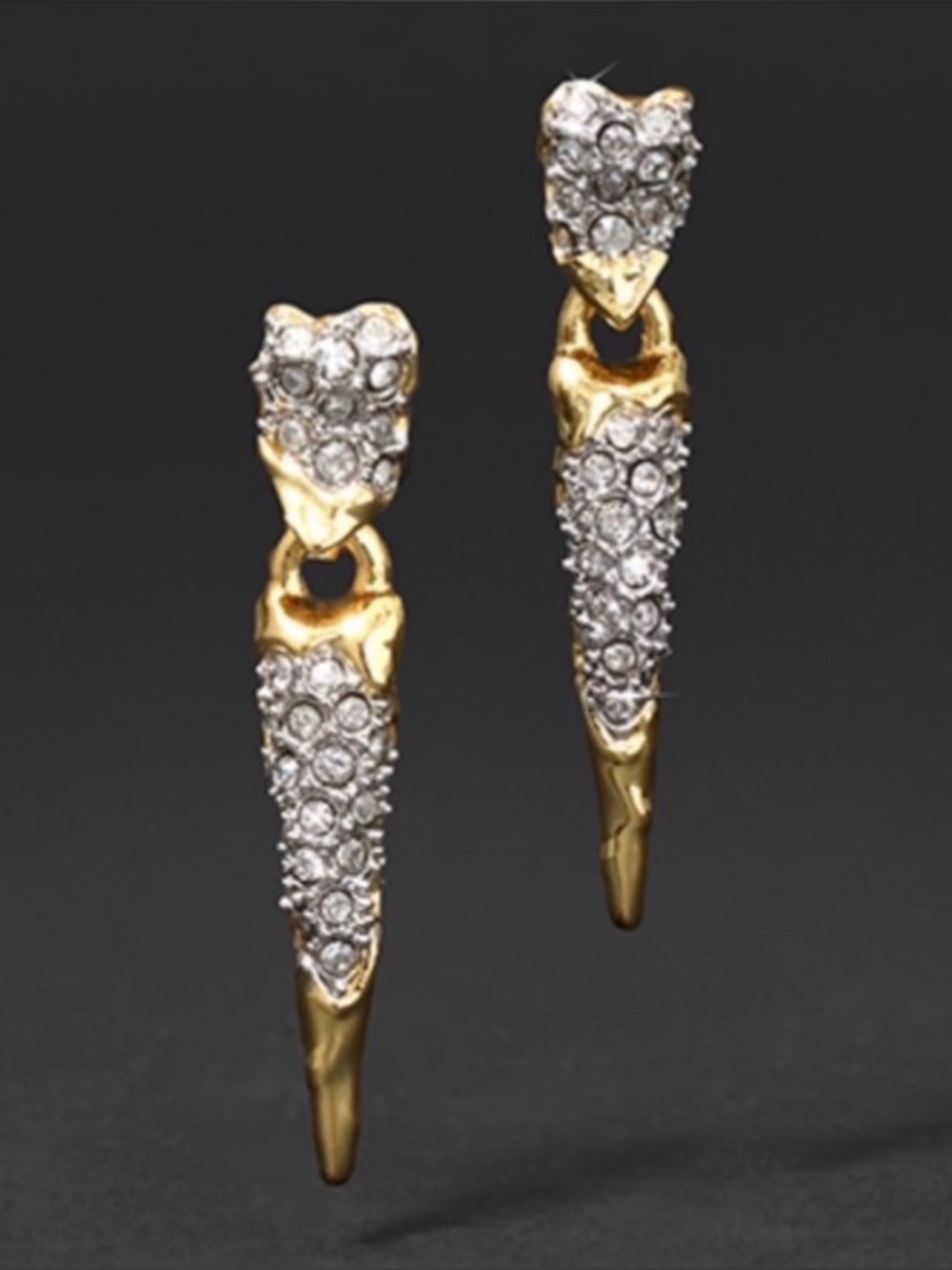 NEW Alexis Bittar Solanales Crystal Spear Drop Earrings Linear Gold C Z AU06